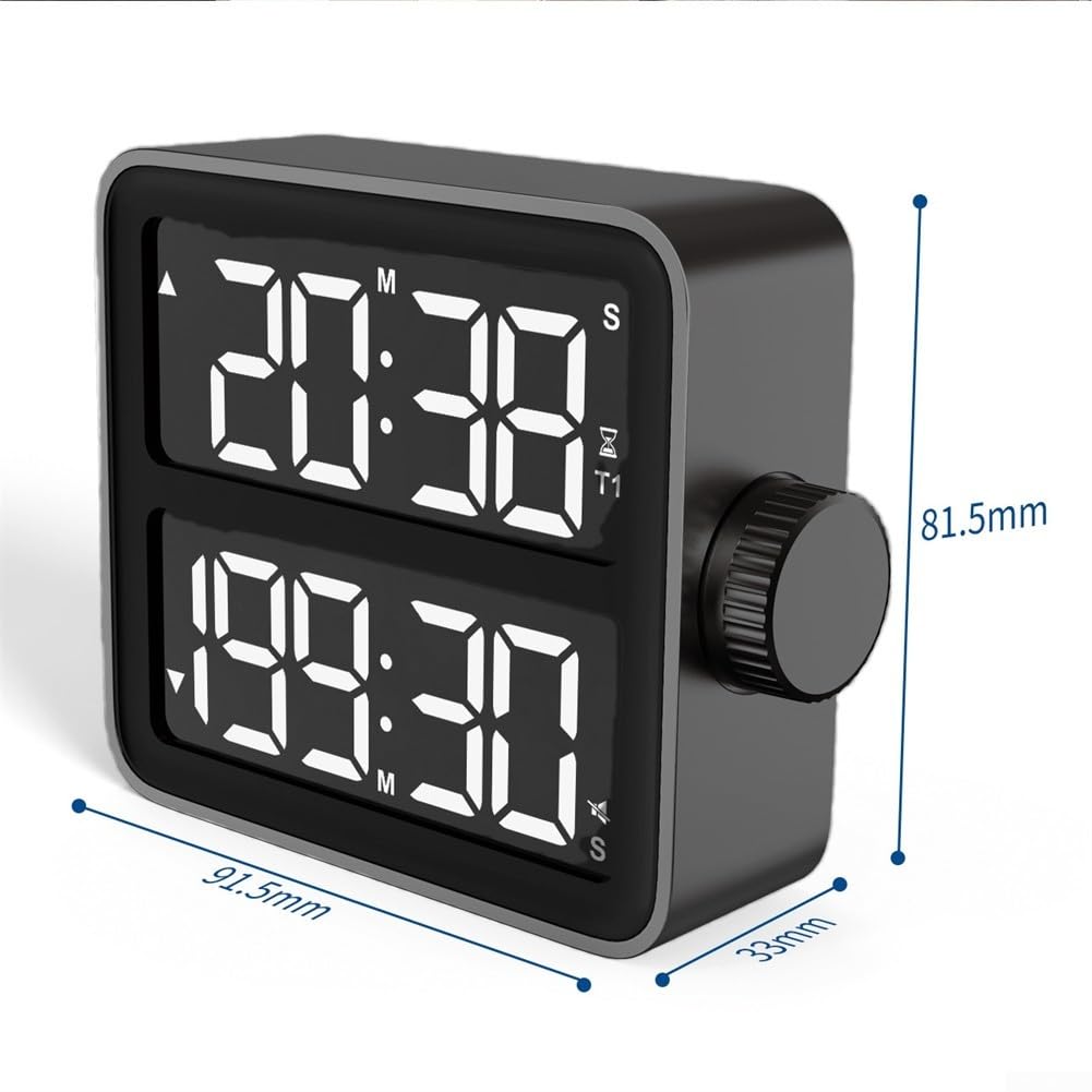 Cyfrowy timer z podwójnym alarmem i dużym wyświetlaczem LCD do kuchni i nauki – magnetyczny i do stojaka, 199 min odliczanie