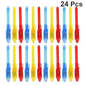 STOBOK 24 Stks Onzichtbare Inkt Pen Spy Pen met UV Licht Magic Marker voor Geheime Bericht Kids Kerst Goodies Tassen…