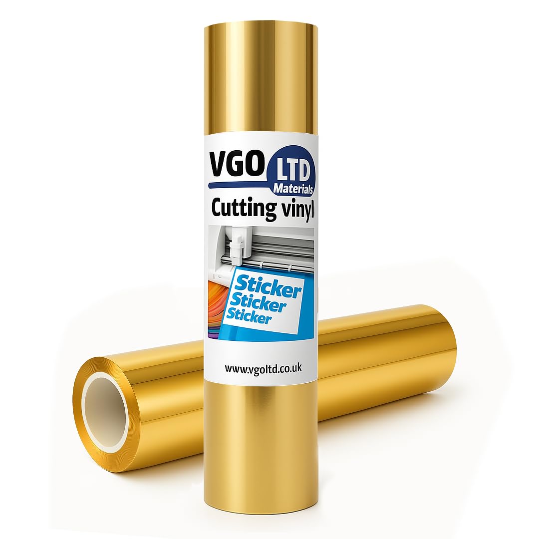 vgoltd Permanent Glossy Adhesive Vinyl Cutting Vinyl Roll for Mug Cup Window Home Decal & DIY Projects (Mirror Gold, 60 x 500 cm)