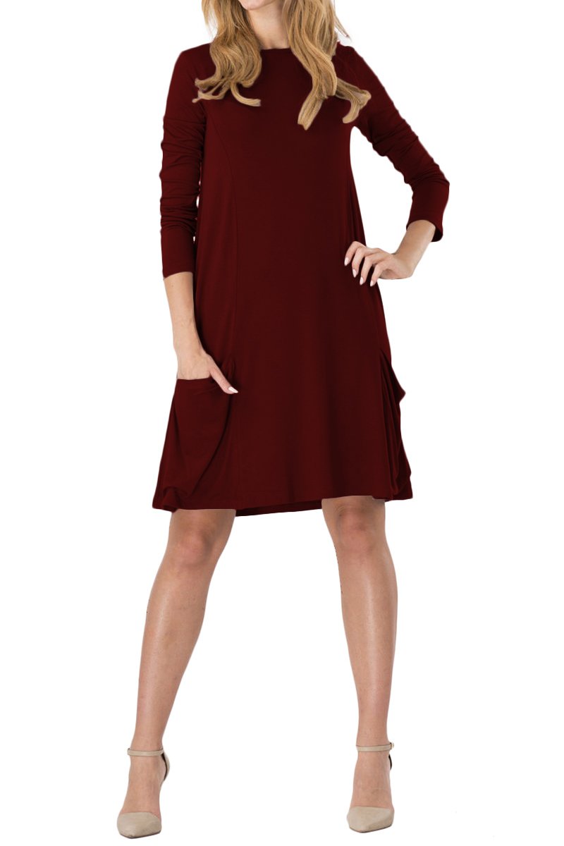 Women Long Sleeve Casual Mini Dress with Pockets Long Shirt Dress
