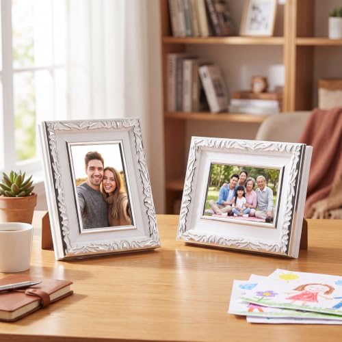 Image of 12 Pack 4 x 6 Inch White Silver Small Picture Frames Bulk