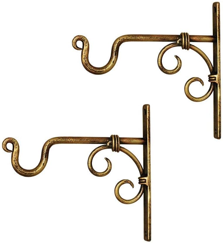 INTENSE ART Wall Hanging Plant Hook for Planters Lanterns Bird Feeders Wind Chimes Hanging Baskets Ornaments String Lights Indoor Outdoor Balcony Set of 2 (Golden EPH)