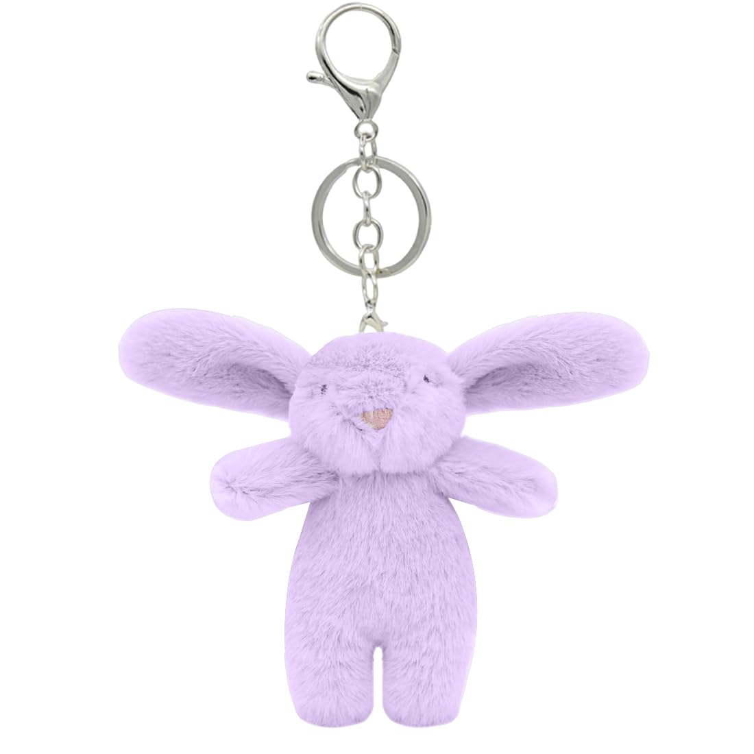Aowvuts Women's Purple Bunny Plush Keychain Cute Plush Rabbit Keychain Plush Doll Bag Purse Charm Cuddly Animal Keyring Hanging Decoration Pendant Gift For Backpack Home Car Decor Party
