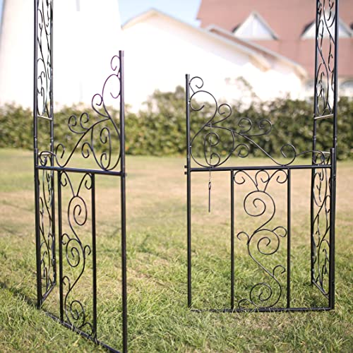 Better Garden Steel 7'5'' High X 4'2'' Wide Garden Arch With Gate, Garden Arbor For Various Climbing Plant, Outdoor Garden Lawn Backyard #TOP3