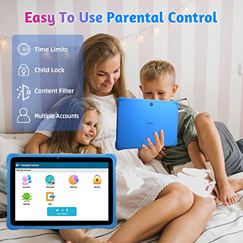 CWOWDEFU Kinder Tablet 10 Zoll, Android 12 Kinder Tablet mit 5G WiFi+ AX WiFi6, 4GB RAM+64GB ROM,1280 * 800 HD Display,6000 mAh,Kindersicherung,5+8MP Kamera,Bluetooth5.0, Stylus Pen(Blau) – Bild 4