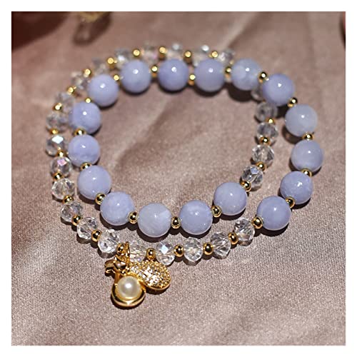 Bracelet en zircon et perles d'eau douce naturelles bleues