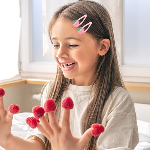 Pinzas para cabello fresas 4 pcs color rosa miniatura 6
