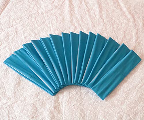 Image of Sport Yoga Headbands,Pack of 14,Fashion Soft Elastic Polyester Sweatband Yoga Stretchy Headband for Women Man Girl (Blue)