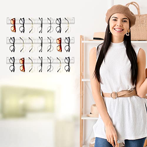 5 Pack Acrylic Sunglasses Organizer Storage Wall Mounted Eyeglasses Holder Hanging Eyewear Display Rack Hanger for Entryway Shelf (Clear) - Thumbnail 6