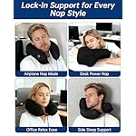 Neck Pillow for Traveling, 2-in-1 Air-Pump & Storage Bag, Inflatable Compact 360°Head Support Airplane Pillow for Travel,Train, Car - Black - Image 5