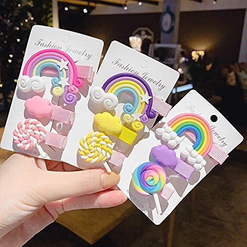 Hair Clips For Girls, Artibox 12 Pcs Rainbow Hair Accessories Candy Cloud Barrettes Lollipop Clips Hairpins No Slip Alligator Clips For Toddlers Baby Girls Kids Children (Rainbow-Clips-12Pcs-Qx) #TOP2