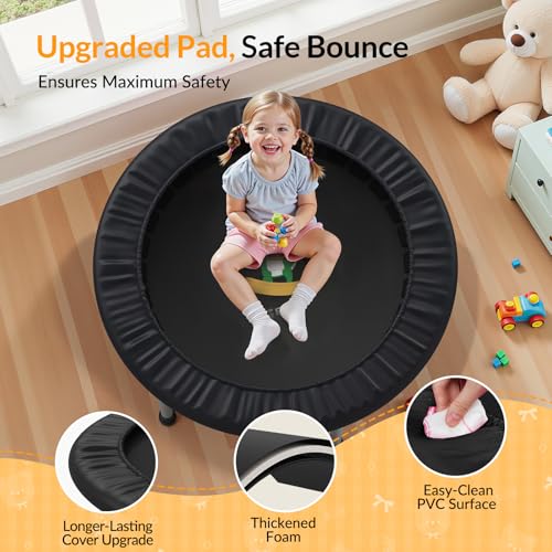 Image of BCAN SP1 36'' Toddler Trampoline, ASTM Certified - Kids Trampoline for Ages 1-6, Foam Handle & Safe Thickened Cover, Mini Trampolines for Kids Indoor, Easy to Assemble| FED Fitness