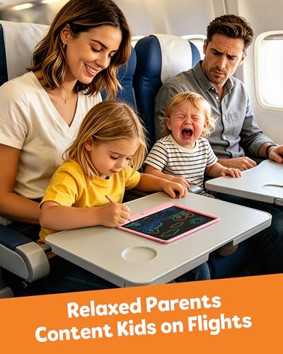 Image of TEKFUN 12 Inch LCD Writing Tablet for Kids, Coloring Drawing Pad, Mess Free Doodle Board, Airplane Travel Toys for Boys and Toddlers, Road Trip Essentials, Gifts for 3 4 5 6 7 8 Year Old Girls(Pink)