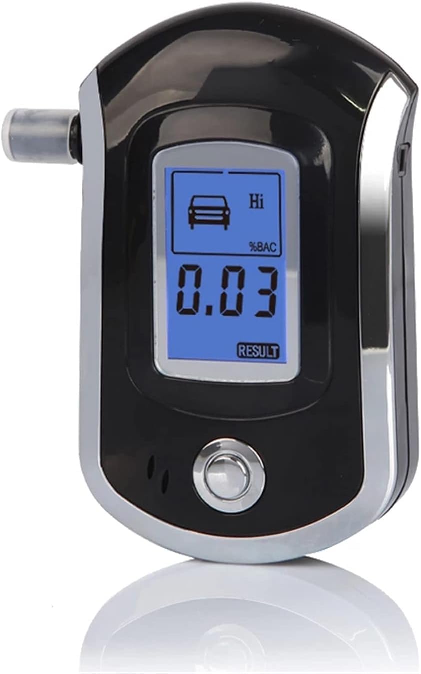 Real Instruments Digital Alcohol Testing Machine with 5 Mouthpieces LCD Display Breathalyzer Alcohol Meter Alcohol Breath Tester Potable Traffic Police Safety Alcohol Detector Alcometer BAC Tester
