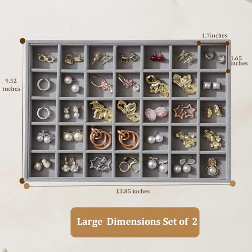 Image of Large Velvet Jewelry Tray Display Drawer Inserts 2 Pack