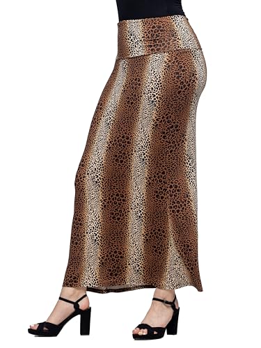 24seven Comfort Apparel Animal Print Foldover Waist Maxi Skirt2