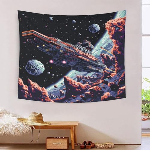 Tissu mural pour chambre effet 3D vaisseau spatial tapisserie art déco grand format