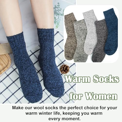 Senker Fashion 5-Pack Women's Cozy Wool Hiking Socks