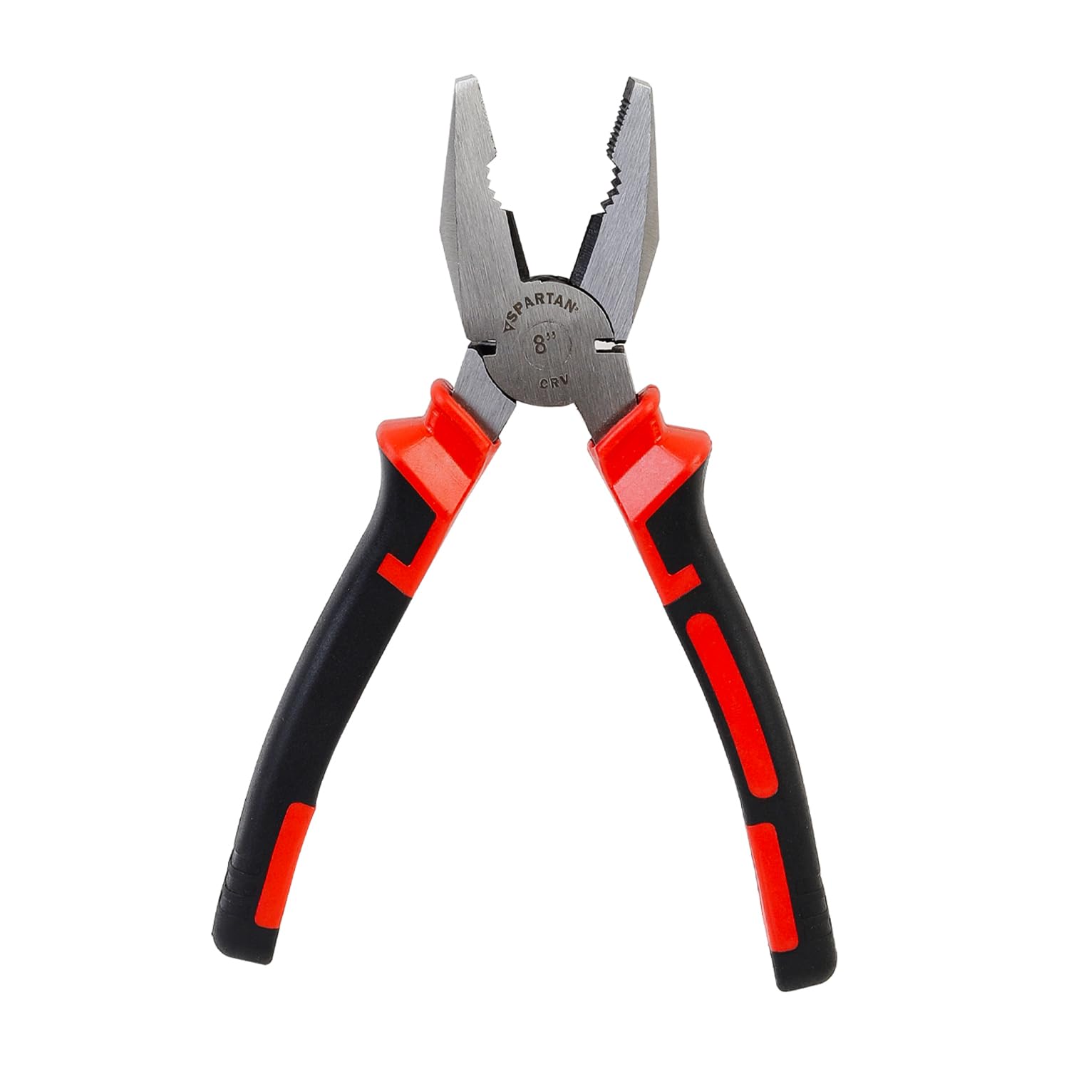 Spartan Combination Plier 8-inch for Home & Professional work Use as Electrical Work, Bending, Holding, Cutting & Pulling, etc | Hand Tool | Heavy Duty Cutting Pliers (Red & Black)