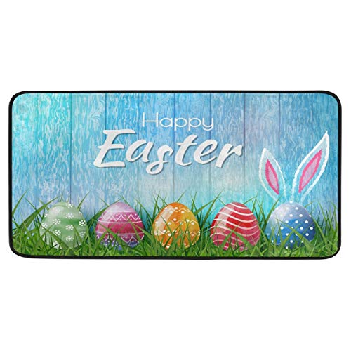 Kitchen Rugs Cute Easter Eggs Design Non-Slip Soft Kitchen Mats Bath Rug Runner Doormats Carpet for Easter Day Home Decor, 39