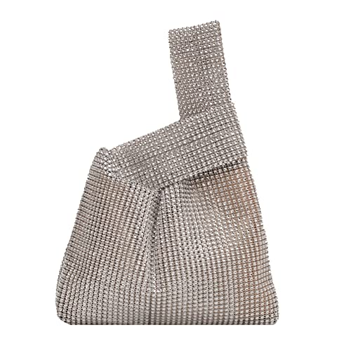Pochette tendance pour femme avec paillettes et strass, Argenté Cover