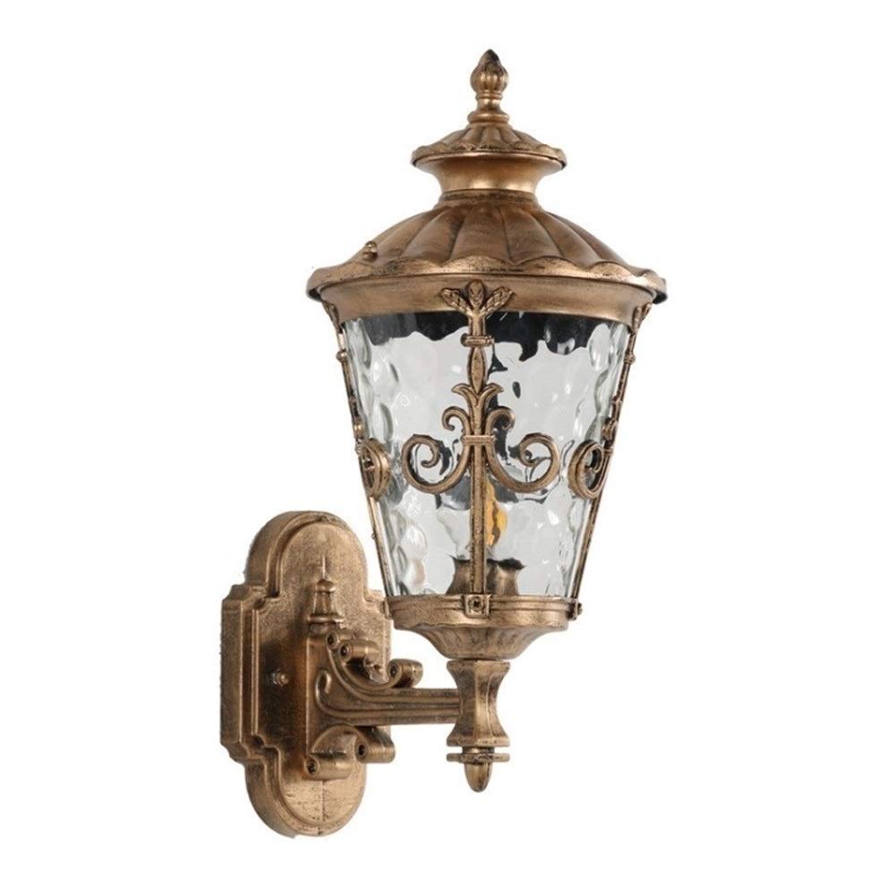 SXSCARKX European Victoria Garden District Landscape Wall Lamp Retro Outdoor Die-cast Aluminum Fixture Corrugated Glass Lantern Sconce Oil Rubbing Bronze Finish Balcony Exterior Light E27/E