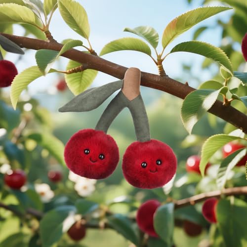 Apricot Lamb Peluche en forme de cerise pour enfants - Doux et mignon - Pour garçons et filles - Cerise douce - Fruits rouges - 20 cm – vue 3