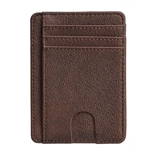 Brown 1pc Slim RFID Blocking Wallet – Lightweight Credit Card Case for Front Pocket Use, Compact Card Organizer for Men and Women2