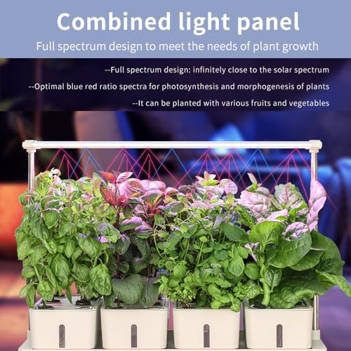 Sistema de cultivo hidropónico, kit de jardín interior de 20 cápsulas con 4 depósitos de agua extraíbles y altura ajustable, 3 tipos de luz LED de crecimiento, ajuste de tiempo libre, para la cocina