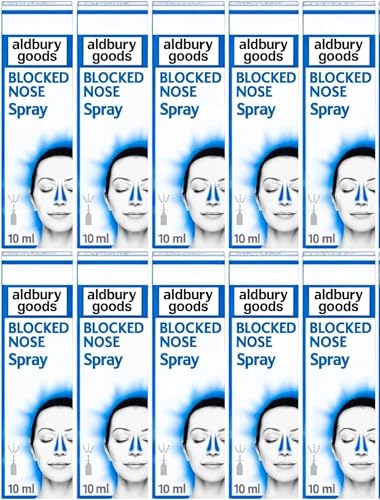 Blocked Nose Spray (10 x 10ml), Relief from Congestion Caused by Cold and Allergies, Nasal Spray Provides Congestion Relief, Lasts Up to 10 Hours and Gets to Work in 2 Minutes Aldbury Goods