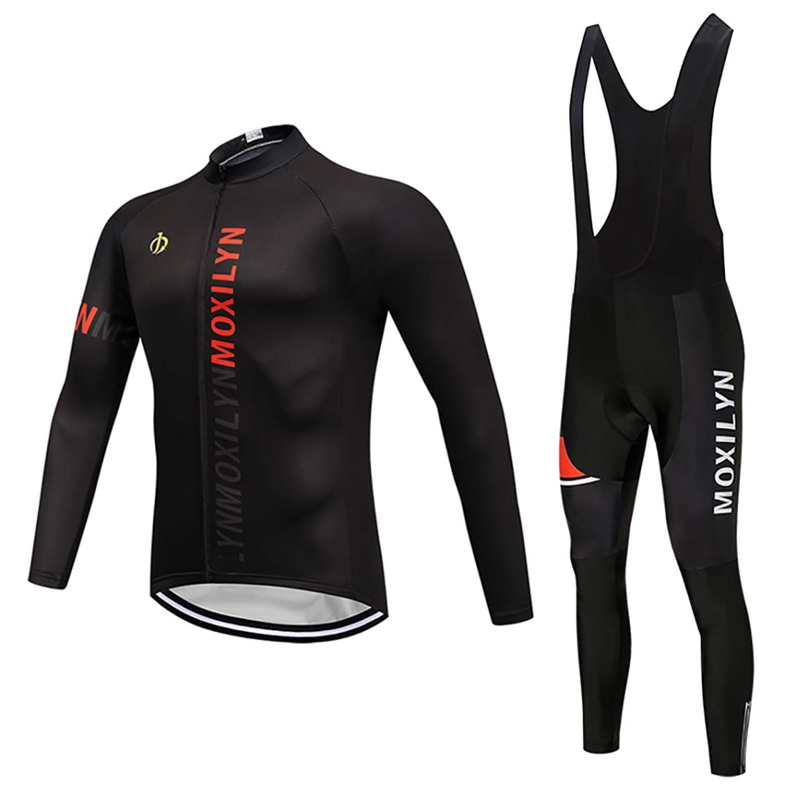 MOXILYNMen's Quick-Dry Cycling Jersey Set Road Bike Bicycle Shirt + Bib Pants with 9D Gel Padded MTB Riding Clothing kit