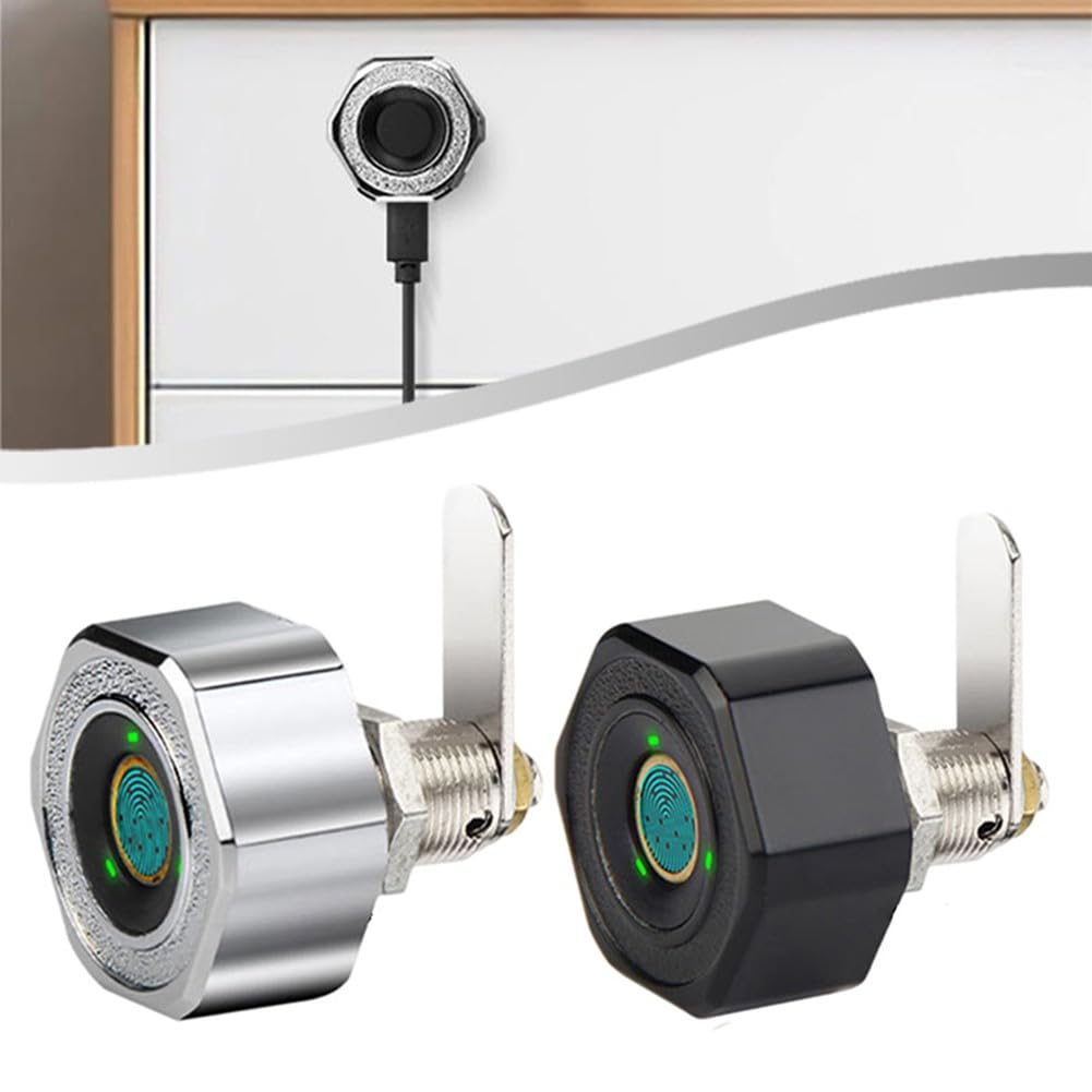 Verrou biométrique à empreintes de 20mm en alliage zinc noir
