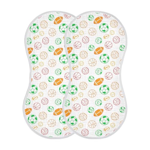 2 Pack Muslin Burp Cloths Soccer White Cotton Baby Burp Cloths Ultra Absorbent and Soft Burping Cloth for Newborn Babies Boys Girls, Large 22