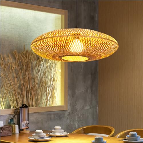 Lampe suspendue E27 en tissage main avec hauteur réglable style vintage