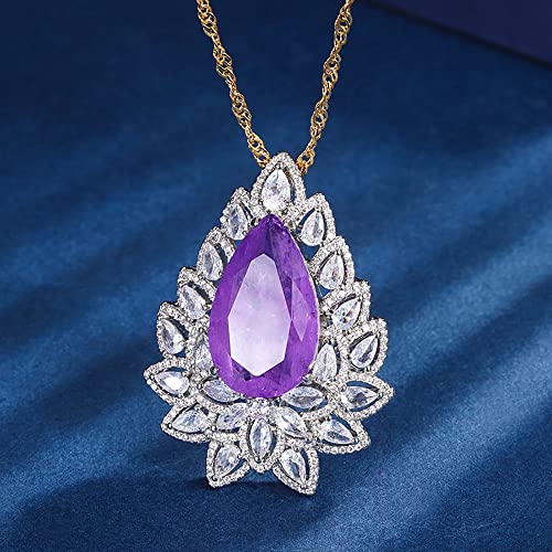 Collier quartz rose femme pendentif améthyste et diamant rose - 3
