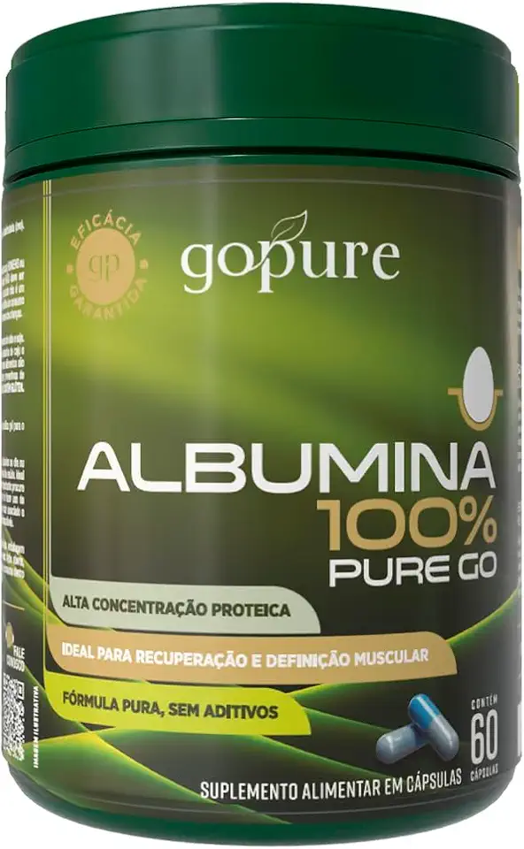 GoPure Albumina 100% – 60 Cápsulas – Suplemento Alimentar com Alta Concentração Proteica