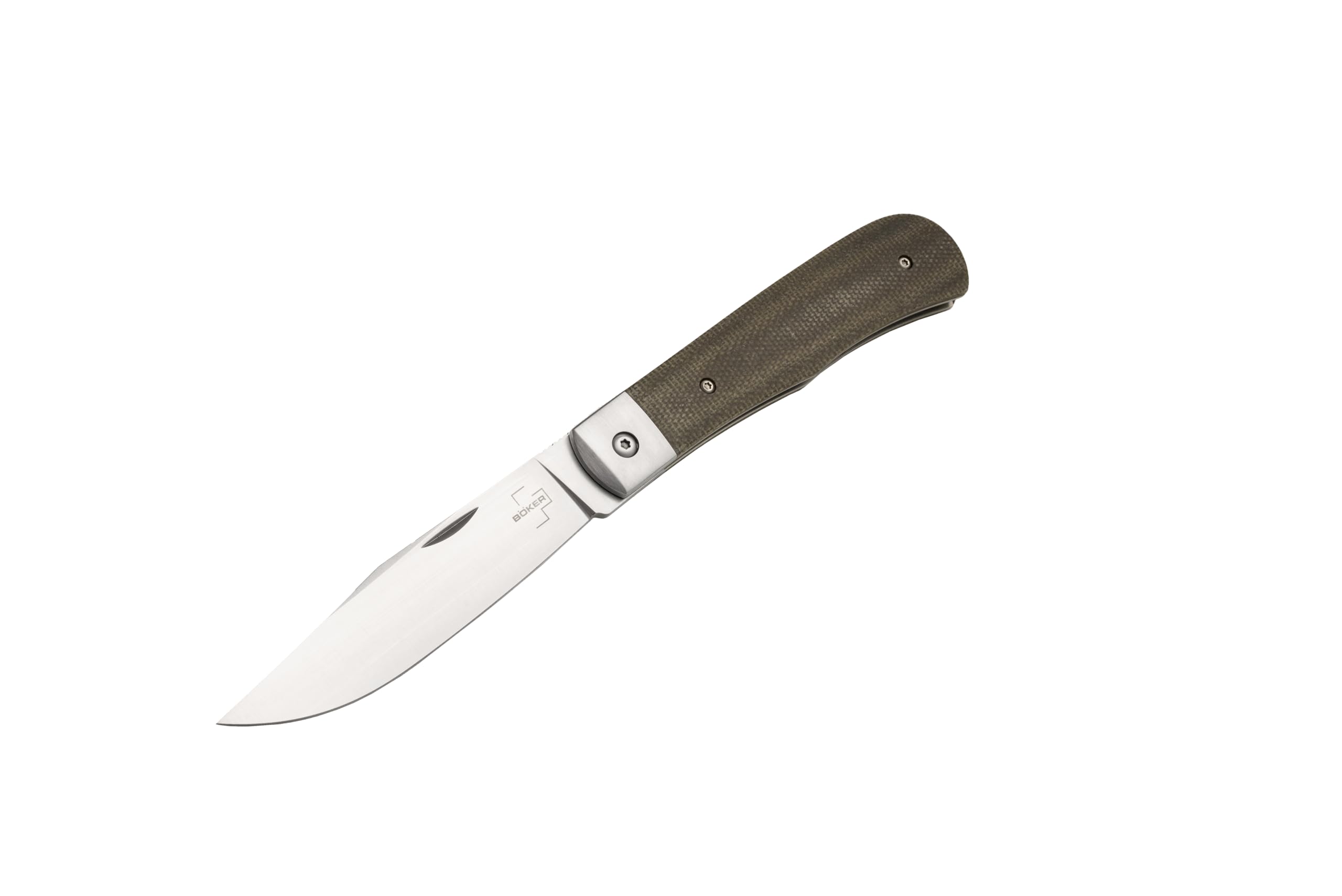BökerPLUS® Bonfire Micarta - classic EDC pocket knife with small finger flipper- D2 blade 8 cm - with case