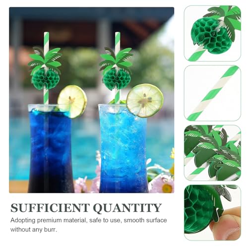 50 pitillos de papel para fiesta hawaiana decorativos miniatura 3