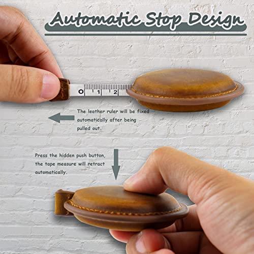 Personalized Genuine Leather Tape Measure, Customized Sewing Tape Measure, Engrave Initial Name, Pull Ruler Measuring Clothes Pendant Portable Retractable Tape Measure, Gift for Mom, Grandma, Dad4