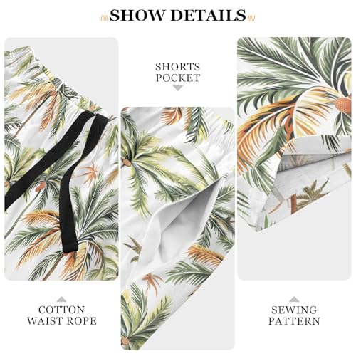 senya Palm Tree Green Mens Pajama Shorts Soft Pants Lounge Sleepwear Bottoms with Drawstring & Pockets4