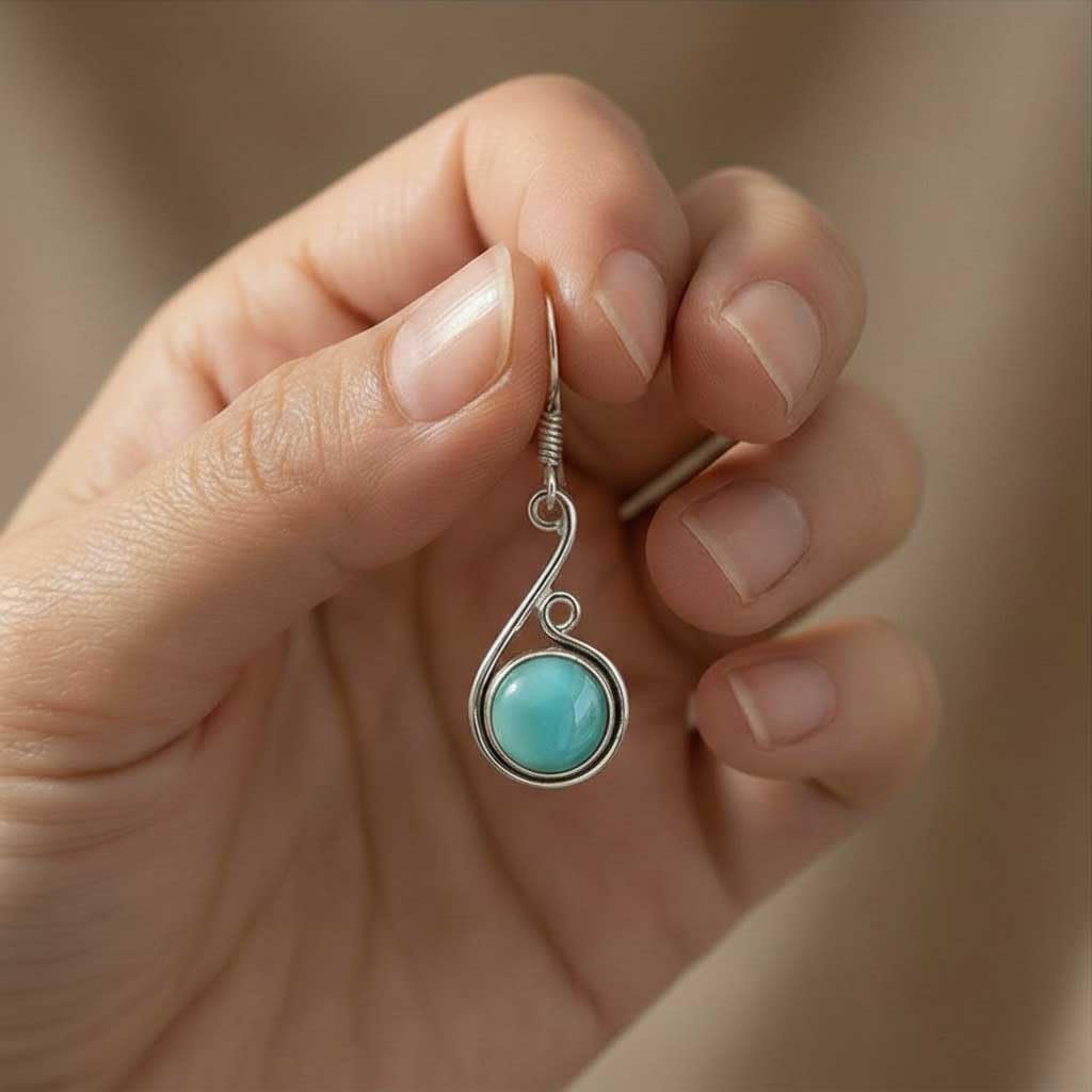 Handmade 925 Sterling Silver Overlay Drop Dangle Earring Natural Gemstone Carnelian, Crystal, Moonstone, Turquoise Round Boho Jewelry For Women