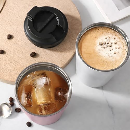 Image of Stvin 380ml Insulated Coffee Mug Travel, Stainless Steel Tumbler with Leak-Proof Lid, Reusable Thermal Cup for Hot & Cold Drinks, Car, Office, Camping & More (3rd Brown)