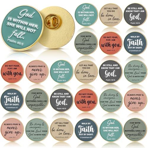 24 Pcs Jesus Pin Christian Enamel Pins Christ Bible Verses Badges Gift Bulk Inspiration Enamel Lapel Metal Badge Brooch for Appreciation Religious Gifts for Women