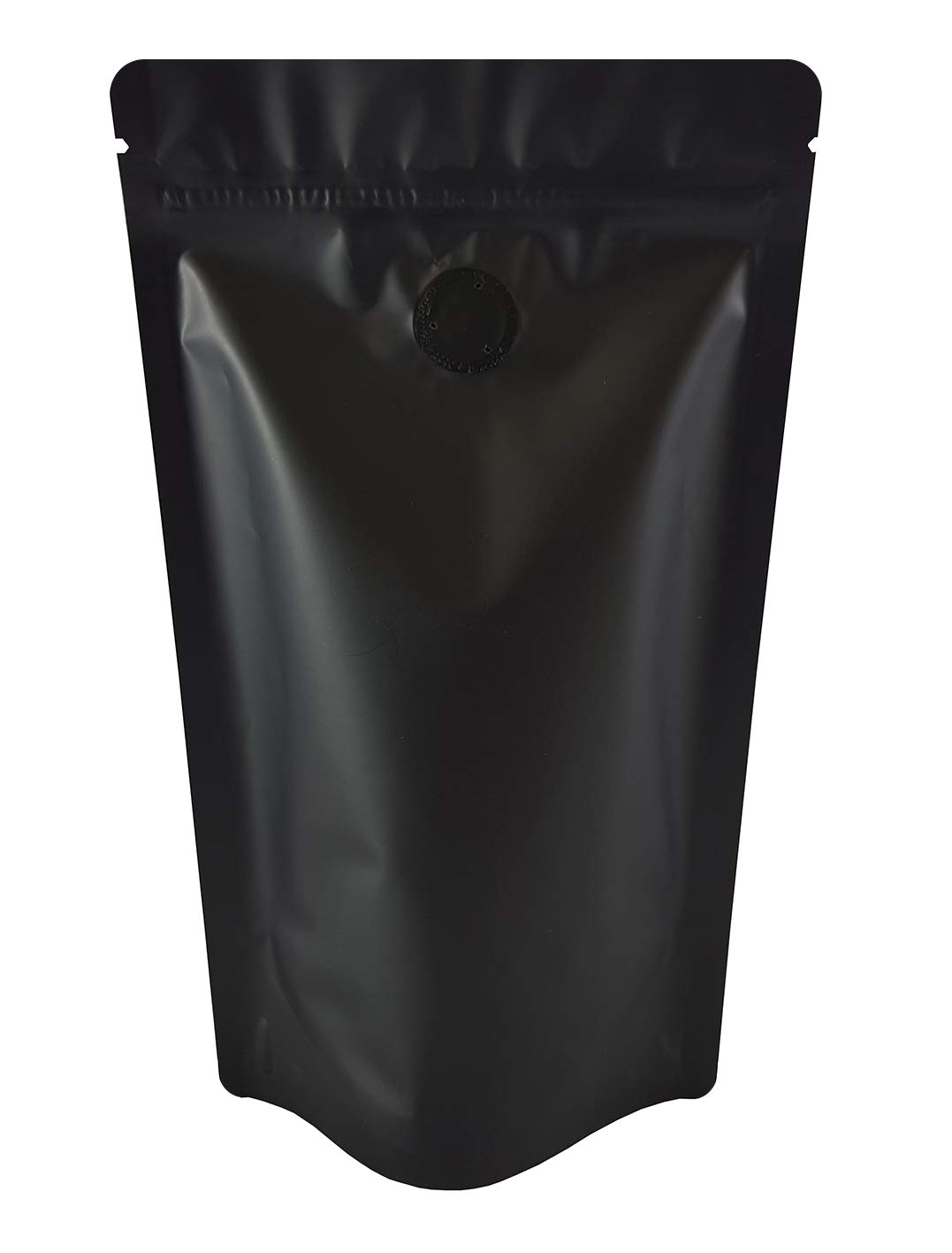RIGHTPAK Matt Black with Degassing Valve 500 Pieces 11cm x 17cm Stand Up Pouches with Resealable Zipper & Tear Notch for Food Packaging