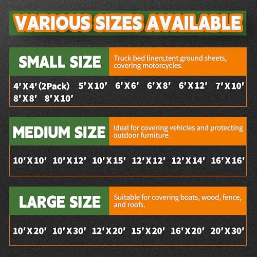 RAINDEWAY 6x8 Feet Tarps Heavy Duty Waterproof 10.5 Mil Outdoor Small Tarp — view 6