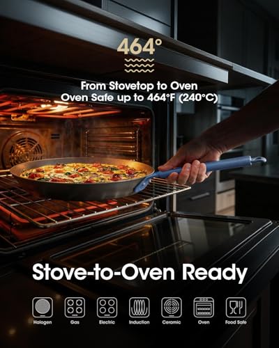 Image of Carbon Steel Frying Pan Set 8 & 10 Inch, Nitrided Carbon Steel Skillet Duo, Preseasoned Rust Resistant Cookware, Induction & Oven Safe Kitchen Cooking Pans