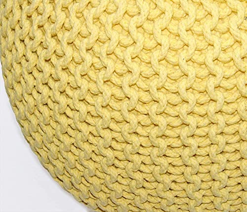 Image of Designs Hand Knitted Cotton Rope Beans Filled Round Oval Pouf Pouffe - Multi Colour - Pack of 01 - Designed for Living Room Sitting, Foot Rest