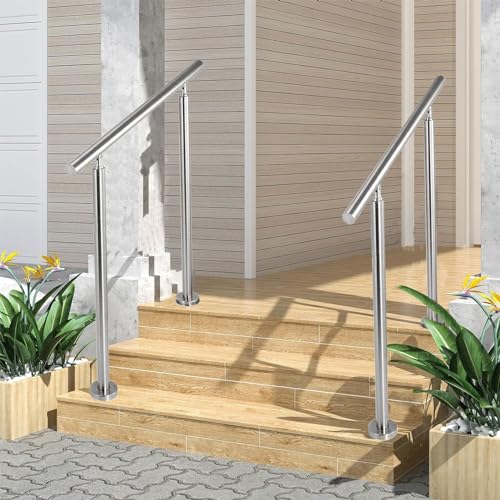 Rampe d'escalier extérieure réglable en métal pour 2 ou 3 marches
