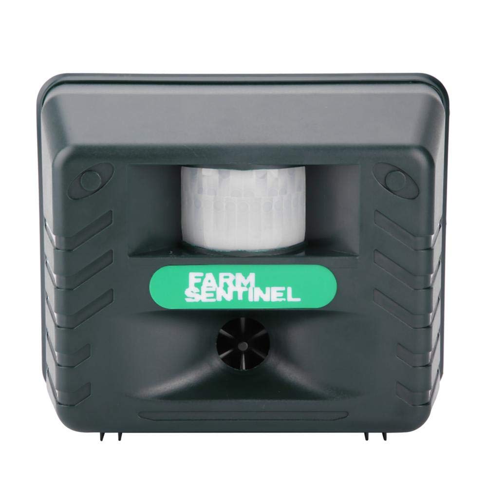Control ultrasónico de Animales para Exteriores, Repelente electrónico de plagas de 4 Sonidos de Alarma con Sensor infrarrojo para Aves, Animales Salvajes(EU Plug 220V)