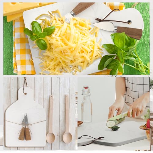 Set de 3 tablas de cortar de mármol blanco con mango miniatura 6